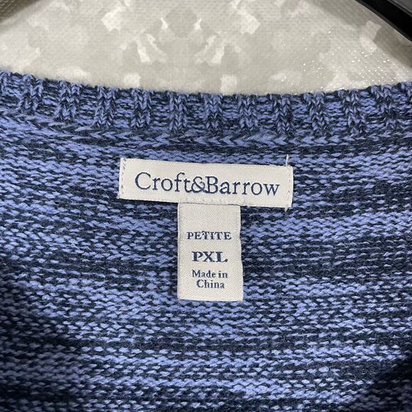 Croft & Barrow Blue Marled Asymmetrical Hem Sweater - Size PXL - 3/4 Sleeves - Picture 4 of 6